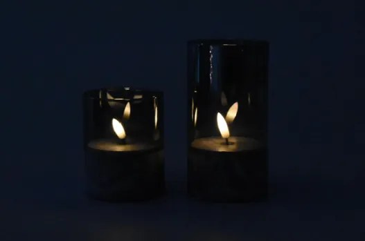 LED gyertya üvegben 3 db időzítő/talpas