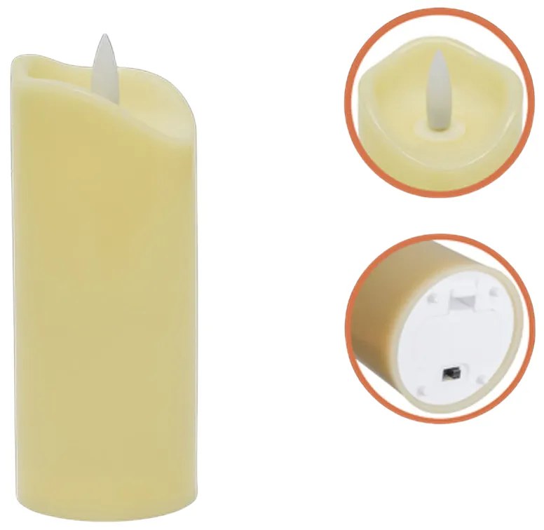 LED oszlopos gyertya RUHHY 12,5 cm bézs