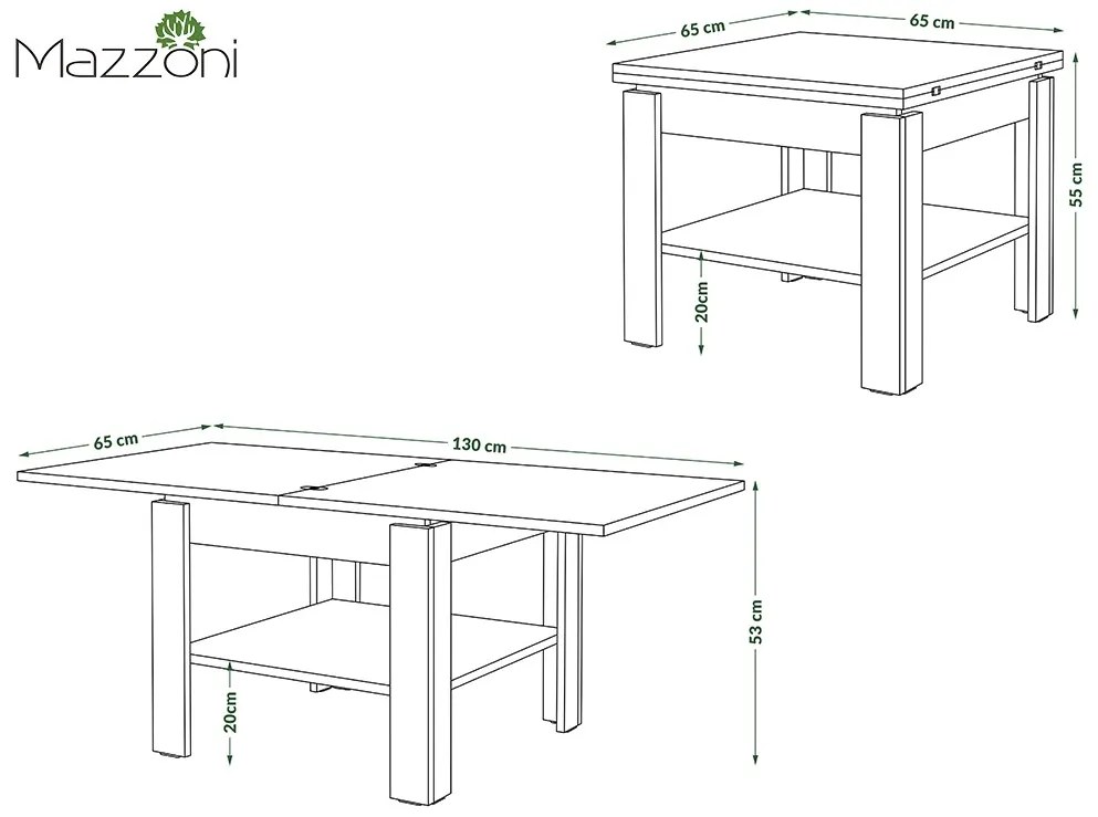 Mazzoni LEO Artisan Tölgy/Antracit (Sötétszürke) - KOMPAKT NYITHATÓ DOHÁNYZÓASZTAL ÉTKEZŐASZTAL ÉS DOHÁNYZÓASZTAL EGYBEN