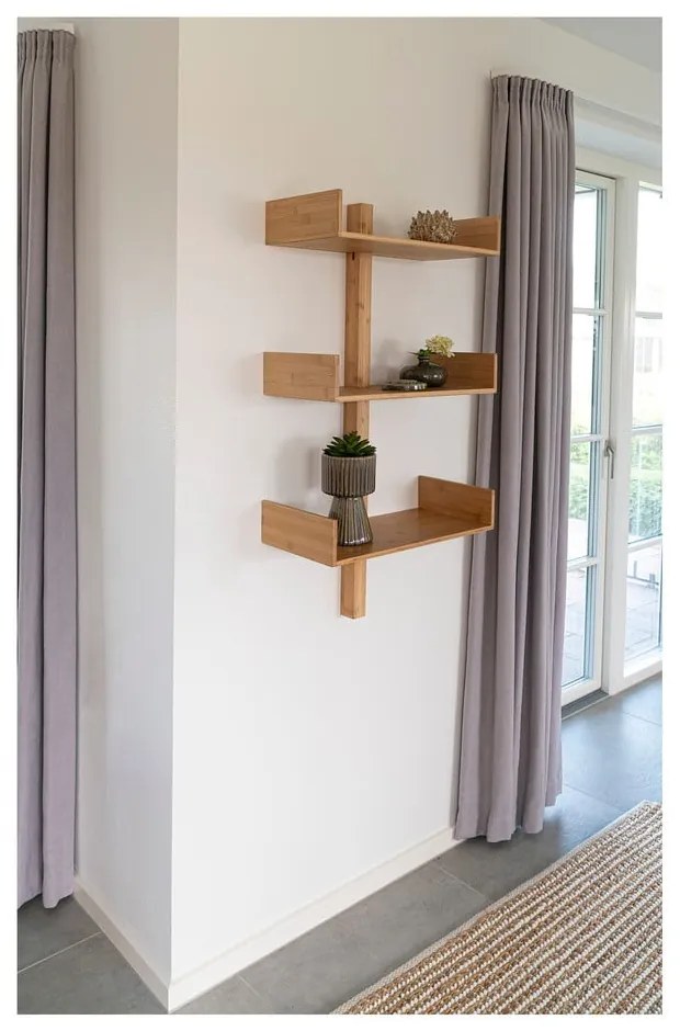 Natúr színű többszintes bambusz fali polc 50 cm Villa – House Nordic