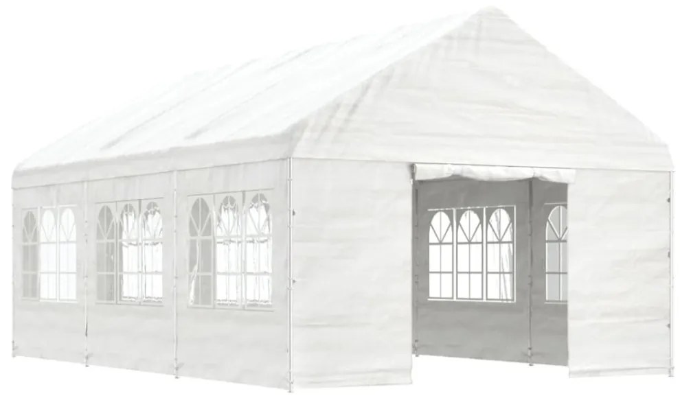 fehér polietilén pavilon tetővel 6,69 x 4,08 x 3,22 m
