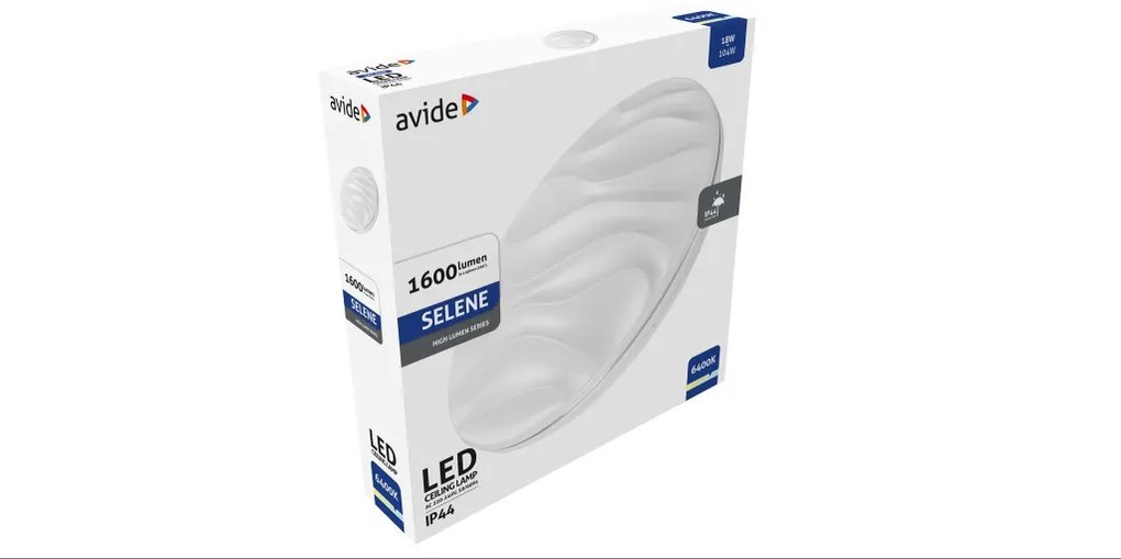 Avide LED Mennyezeti Lámpa IP44 Selene 18W 330*68mm CW 6400K