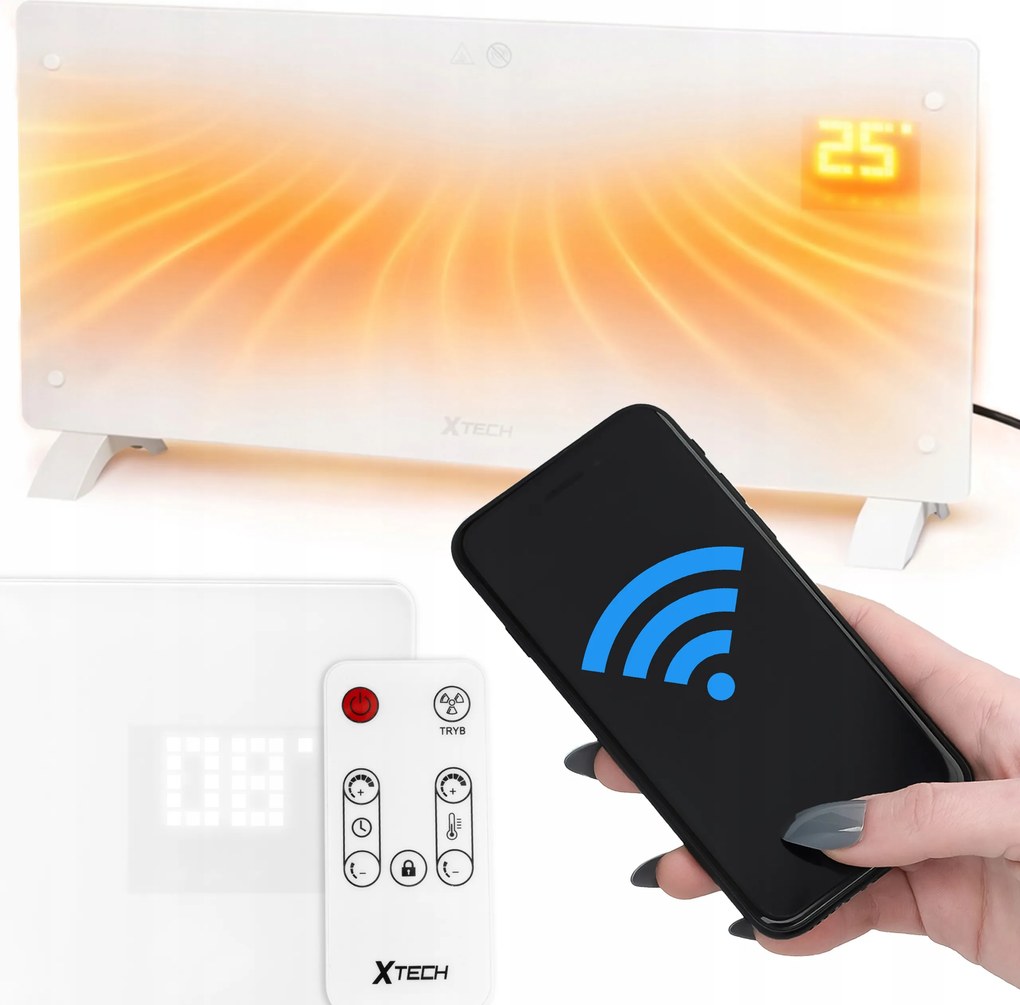 Konvekciós Radiátor Elektromos Üveg Fűtőpanel 2500 W Xtech