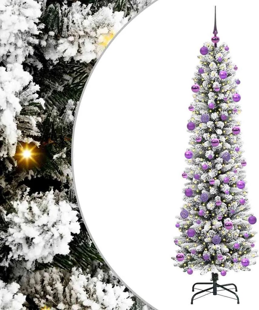 vidaXL Mű karácsonyfa 300 LED-del Fehér 210 cm PVC és Fém és Műanyag