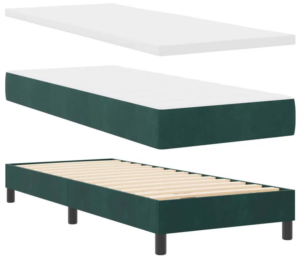Ágykeret Mattal Sötét Zöld 80x200 cm Velúr