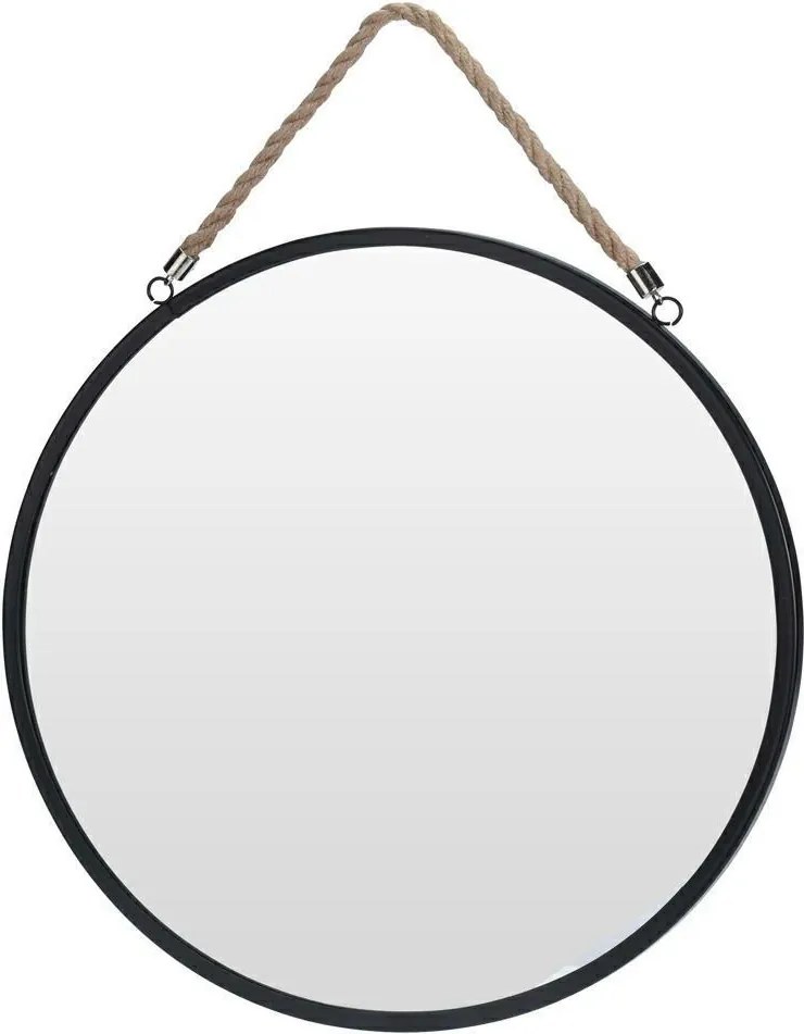 Fali Tükör Függő Fekete Kerek Dekoratív Loft Kerettel Vilde 41 cm