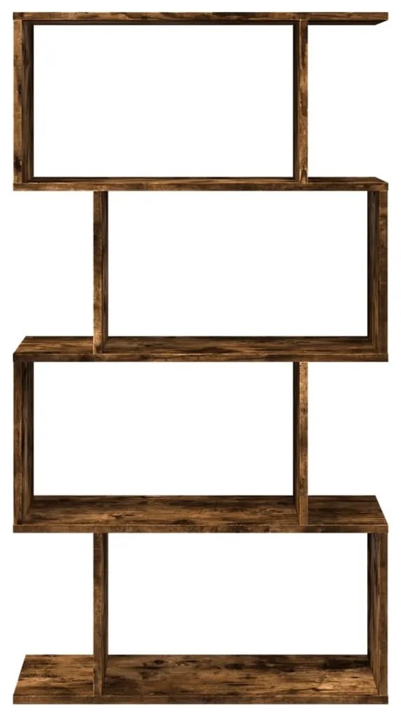 4 szintes füstös tölgy fa elválasztó könyvespolc 70x24x129 cm