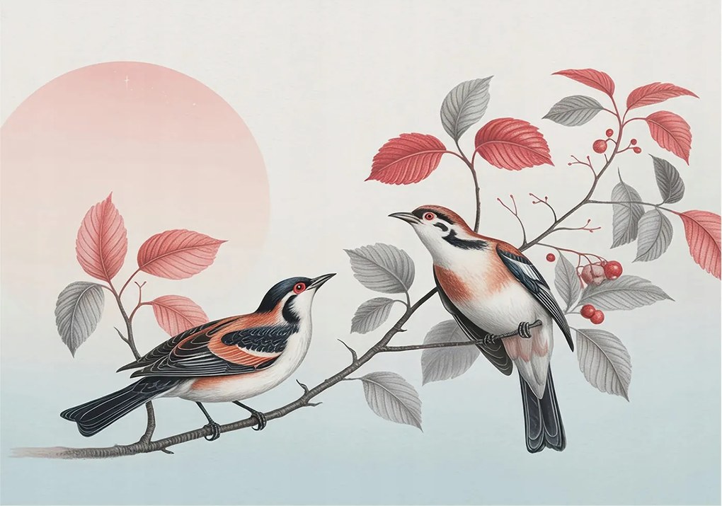 Fotótapéta Flizelin Dekoratív az irodába Ülő madarak 312x219 Ragasztó