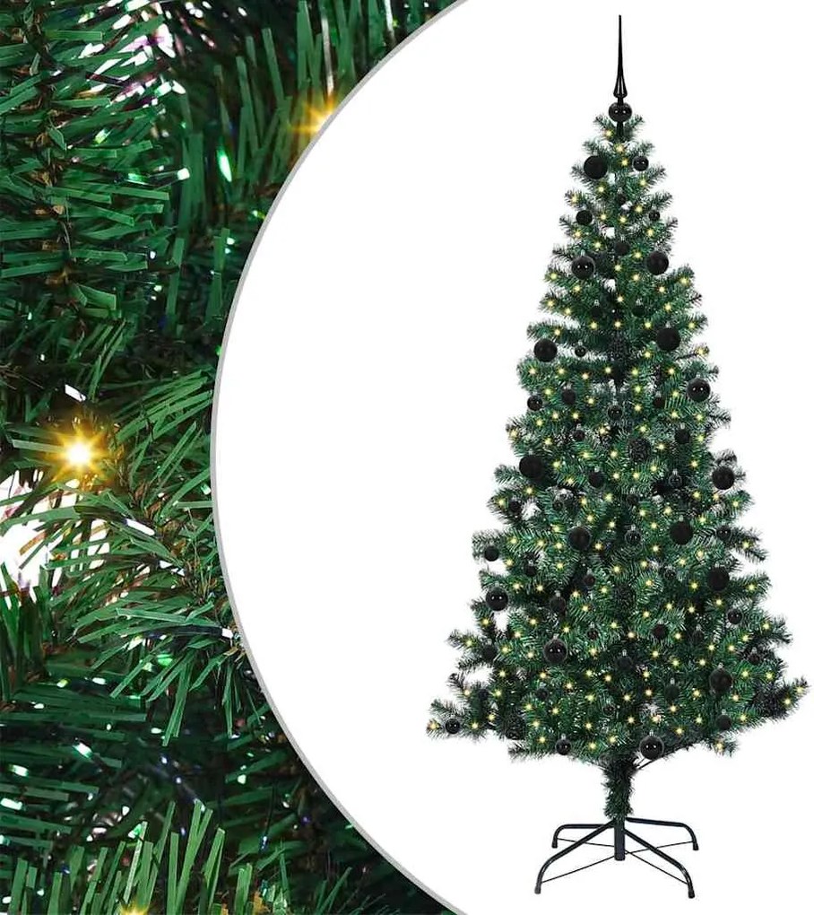 vidaXL Mesterséges, előre világított karácsonyi fa Zöld 210 cm