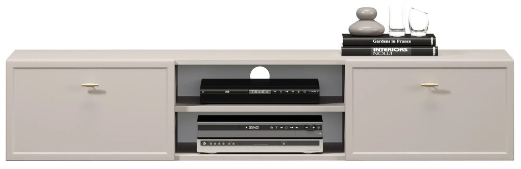 Lorini fali TV-szekrény 150 cm fiókokkal - kasmír / arany T-bar fogantyúk