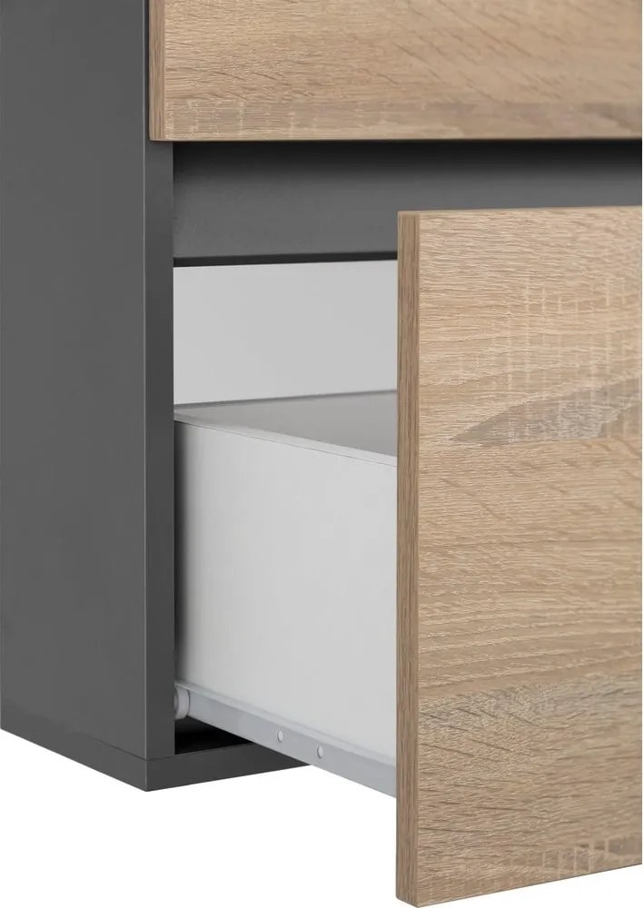 Natúr színű fali szekrény mosdókagyló nélkül, tölgyfa dekorral 60x52 cm Wisla – Støraa