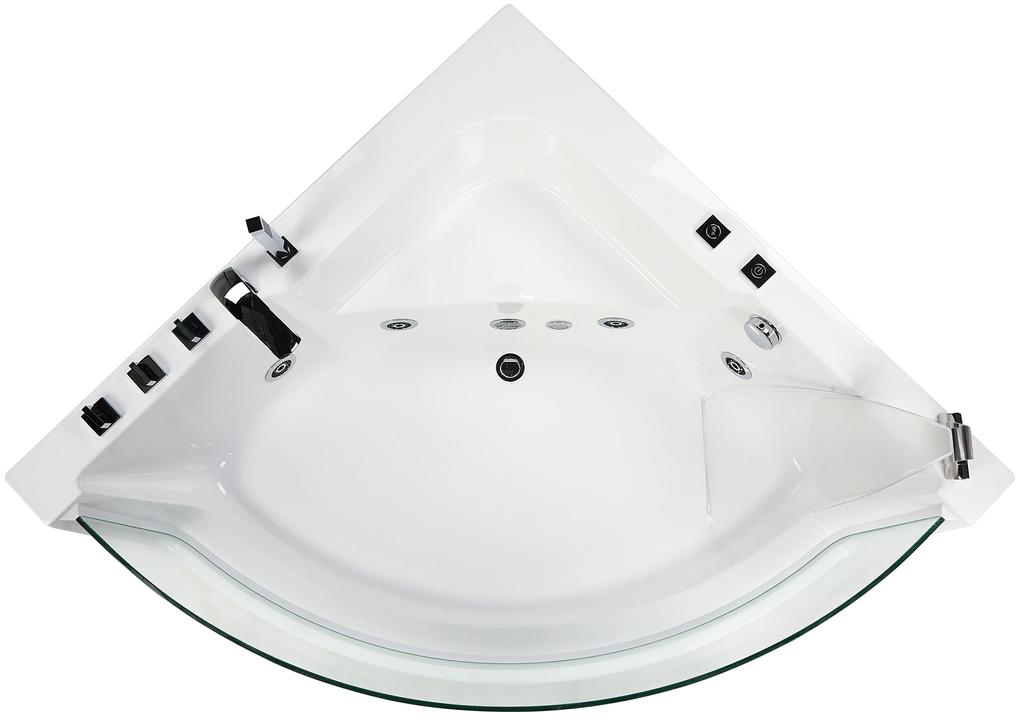 Fehér whirlpool masszázskád LED világítással 190 x 135 cm MARINA Beliani