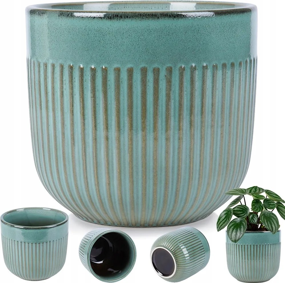 Porcelán kaspó dekorációs növénytakaró gyógynövény virágokkal 17 cm