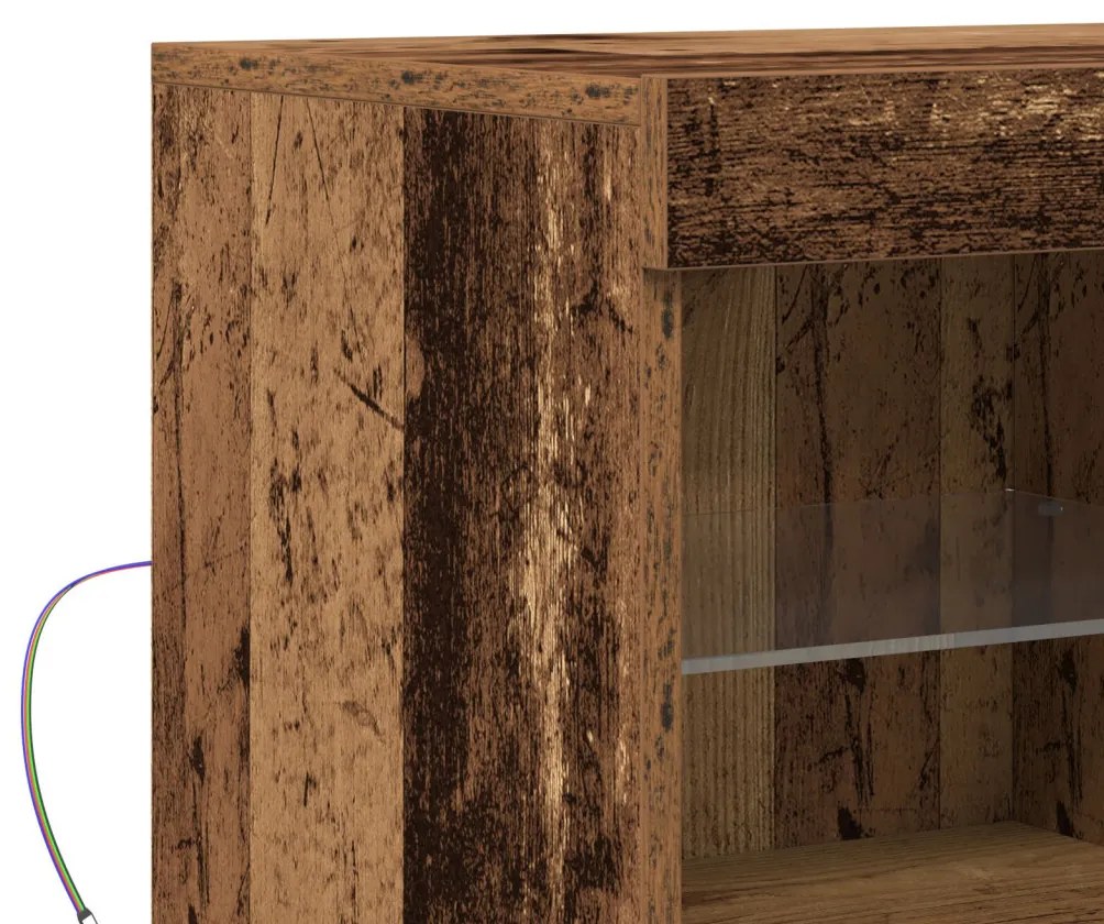 Oldalfal LED világítással Régi Fa 81x37x67 cm