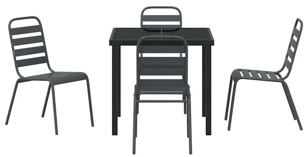 Kert étkező szett 5 pcs Sötétszürke Acél