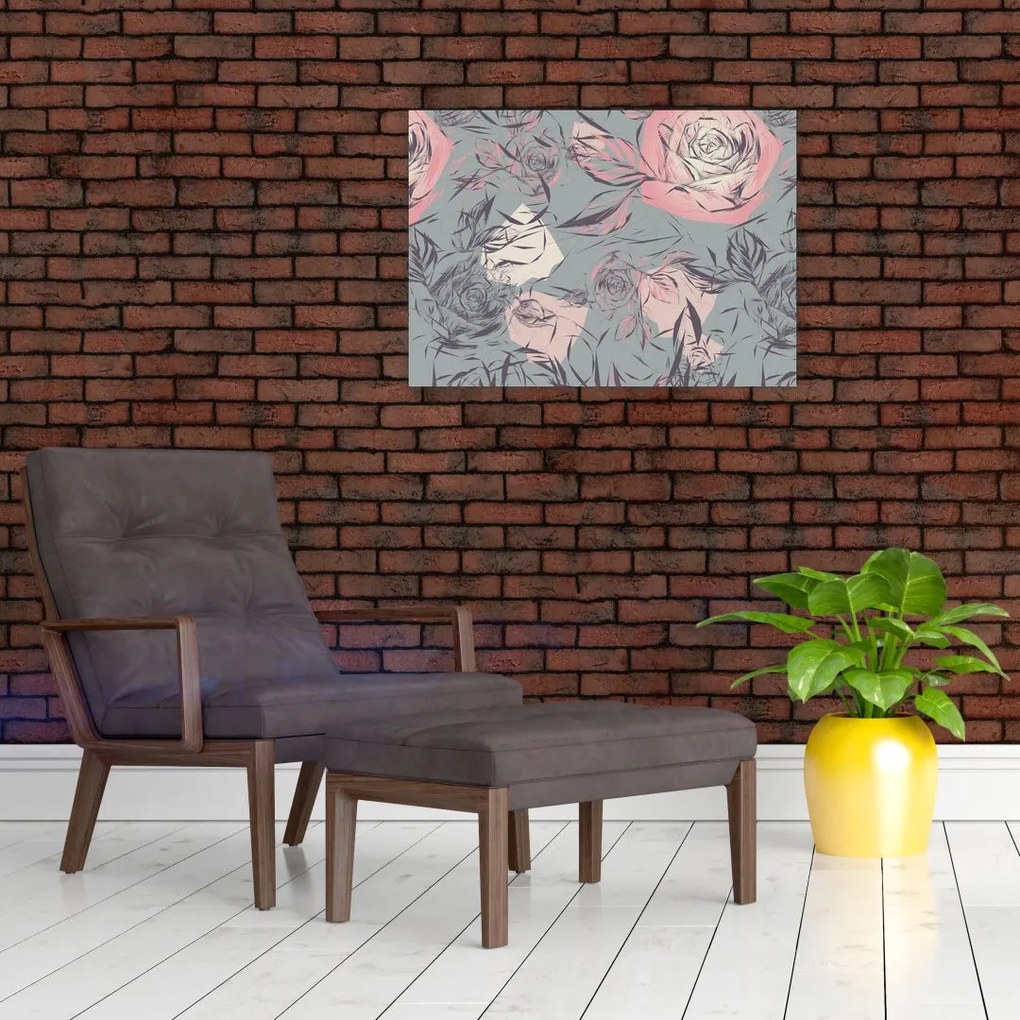 Kép - Rózsák (üvegen) (70x50 cm)