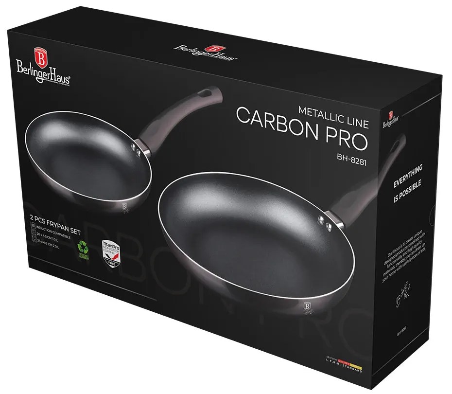 2 részes indukciós serpenyő szett szürke Berlinger Haus Metallic Line Carbon Edition