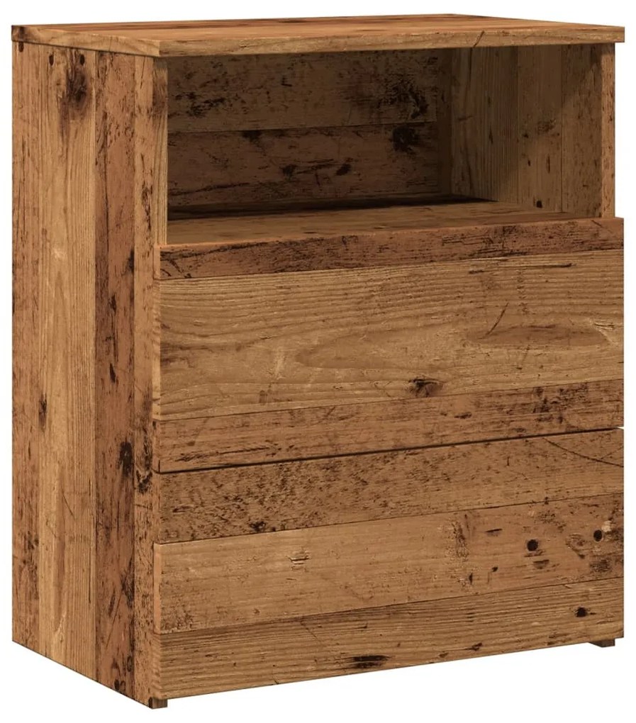 2 db antik fa színű szerelt fa éjjeliszekrény 50 x 32 x 60 cm