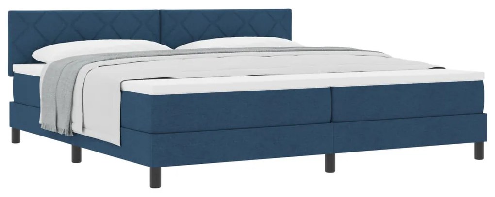 Box Spring Ágy Matraccal Kék 200x200 cm Szövet