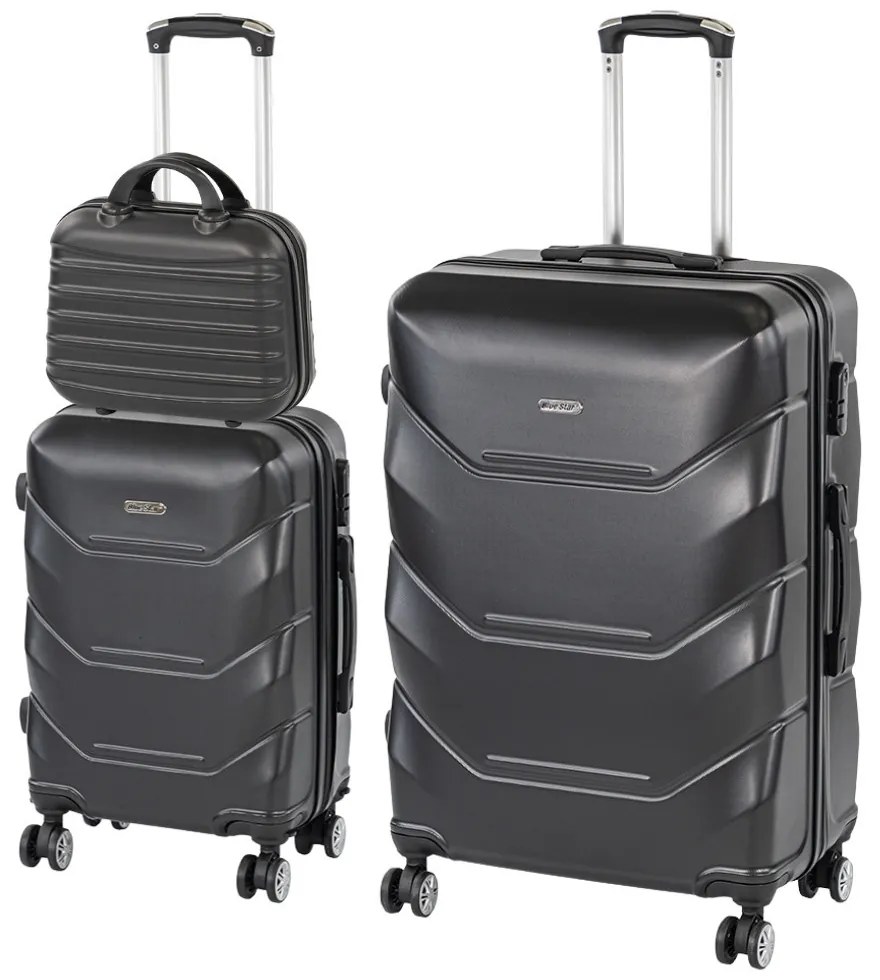 TraveLux Max IX gurulós bőrönd szett fekete