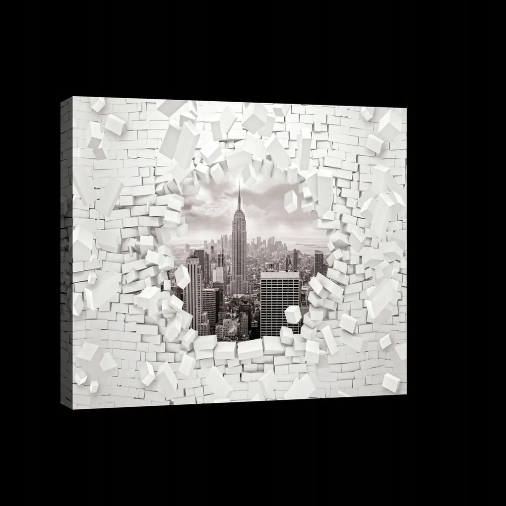 Vászonkép 80x60 Áttörés a falon városkép New York illúzió 3D