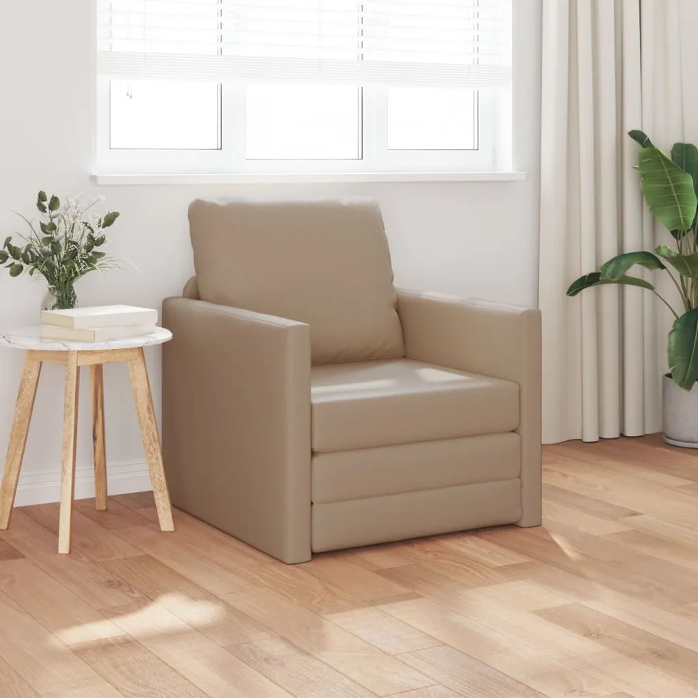 vidaXL Földi kanapéágy 2 az 1-ben Kávébarna 74x77x81 cm Műbőr