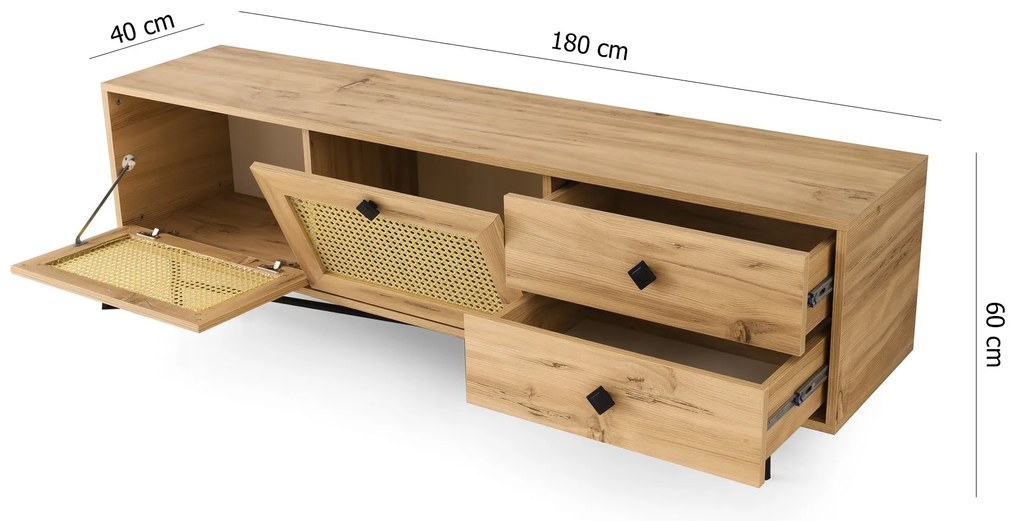 TV asztal/szekrény Hankin 180 (tölgy + fekete). 1072301