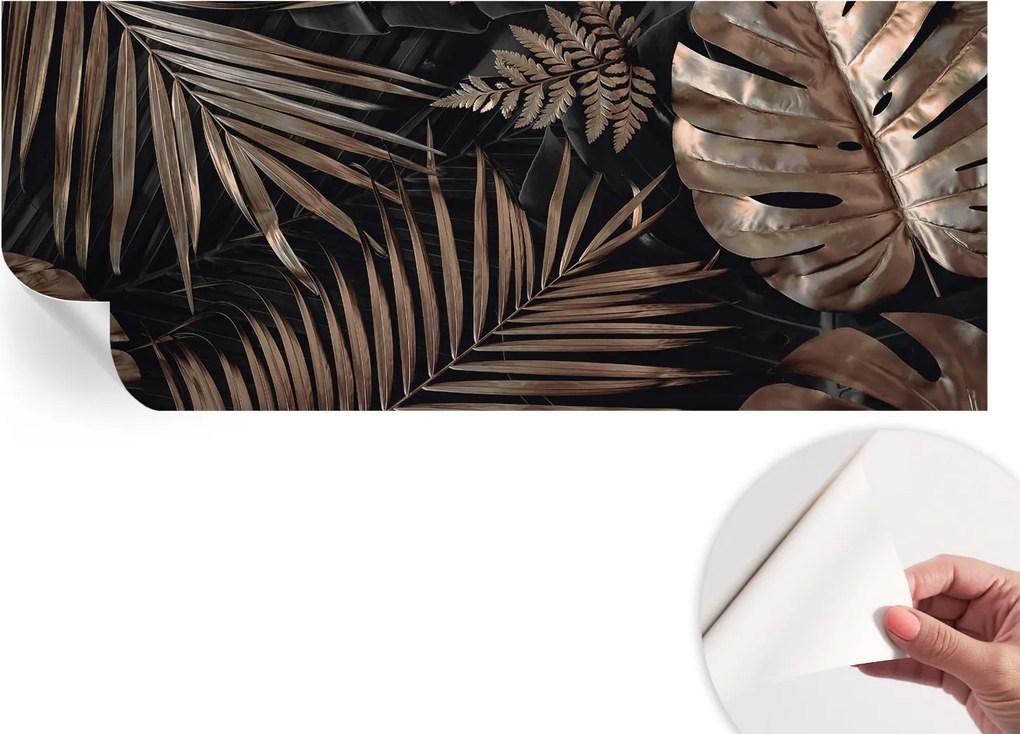 Öntapadós tapéta Fali furnér 3D hatás Egzotikus levelek 250x104 cm