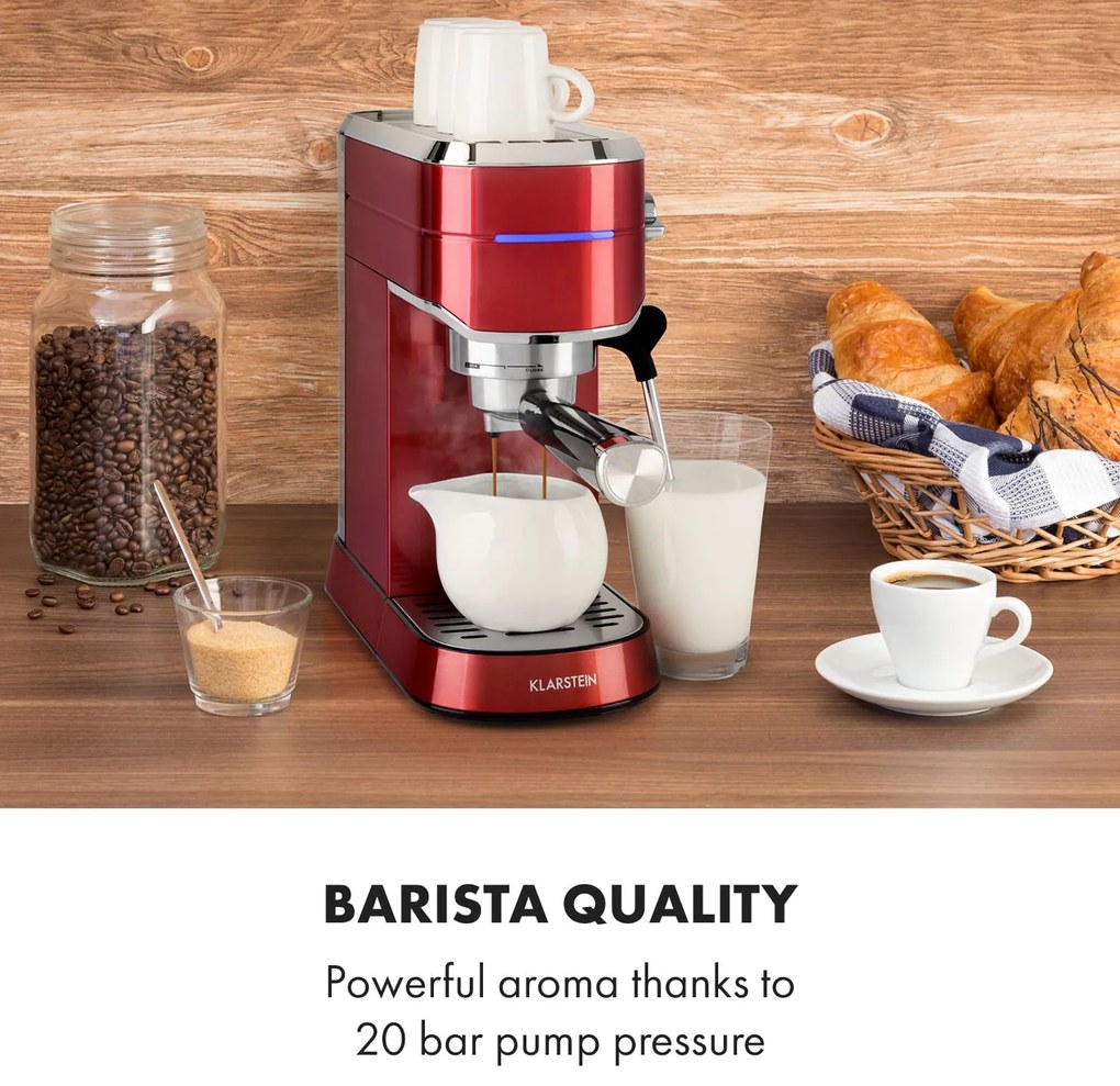 Klarstein Futura, eszpresszógép, 1450 W, 20 bar, 1,25 l, rozsdamentes acél