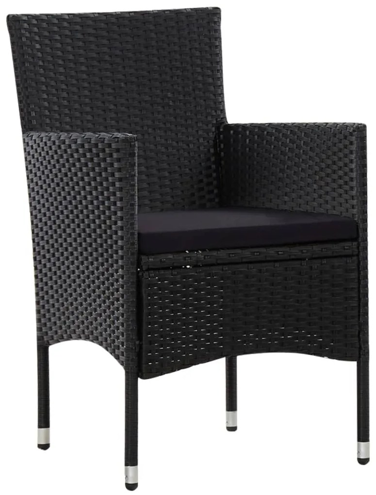 4 részes fekete polyrattan kerti ülőgarnitúra párnákkal
