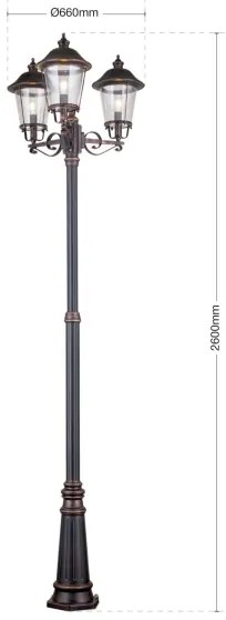 Orion - Kültéri lámpa KENZO 3xE27/100W/230V IP44 bronz/patinás