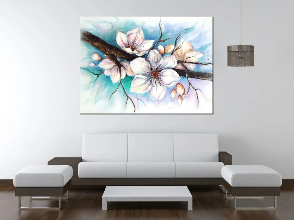 Gario Kézzel festett kép Meggyfa bimbói Méret: 120 x 80 cm