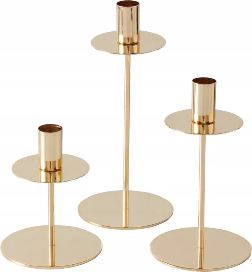 Gyertyatartó Fém Arany Dekoratív Szett 3 Db-os Phoenix 13X10 CM