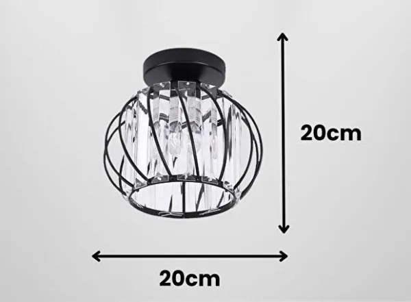 Mennyezeti lámpa BELLA, 1x E27 (max. 40 W), 230 V, Ø 20 cm, fekete