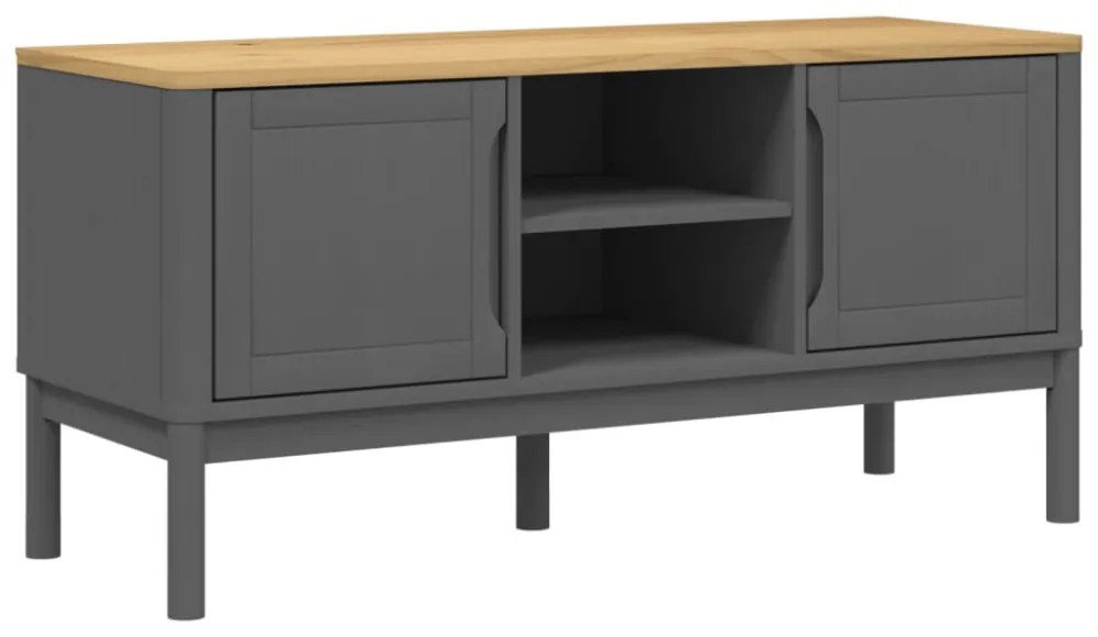 FLORO szürke tömör fenyőfa TV-szekrény 114 x 43 x 55 cm