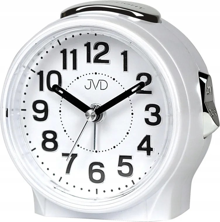 Közepes 9,5 cm-ES Fehér Jól Olvasható Megvilágított Ébresztőóra Szundival Jvd SRP9604.2