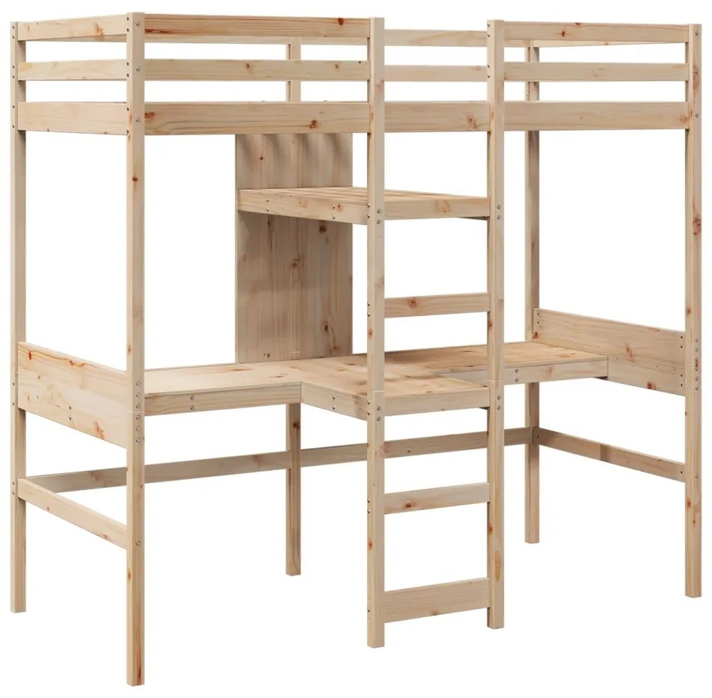 tömör fenyő galériaágy-keret matrac nélkül 75 x 190 cm