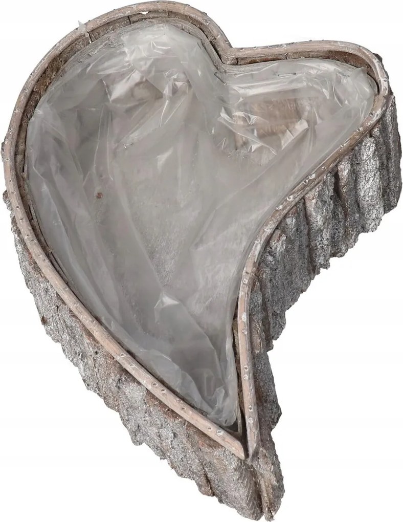 Virágcserép Fa Fedél Nagy Szív Szürke Virágtartó