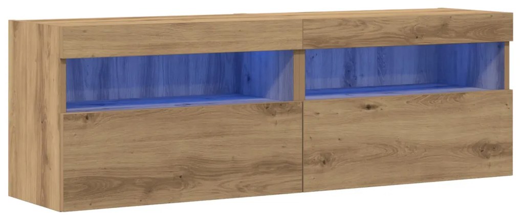 LED világítással rendelkező TV faliszekrények 2 db Artisan tölgy 60x30x40 cm