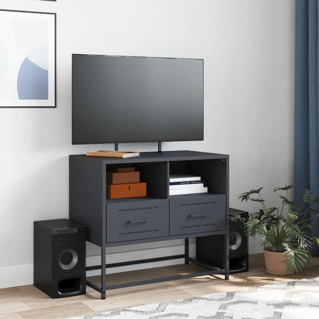 antracitszürke acél TV-szekrény 68 x 39 x 60,5 cm
