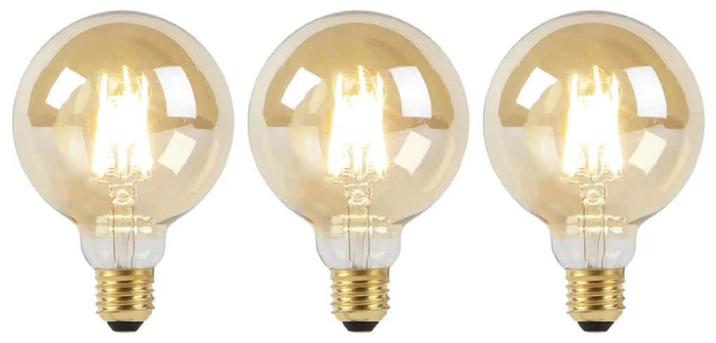 3 db E27 Dim to Warm LED izzó készlet G95 arany 8W 806lm 2000-2700K