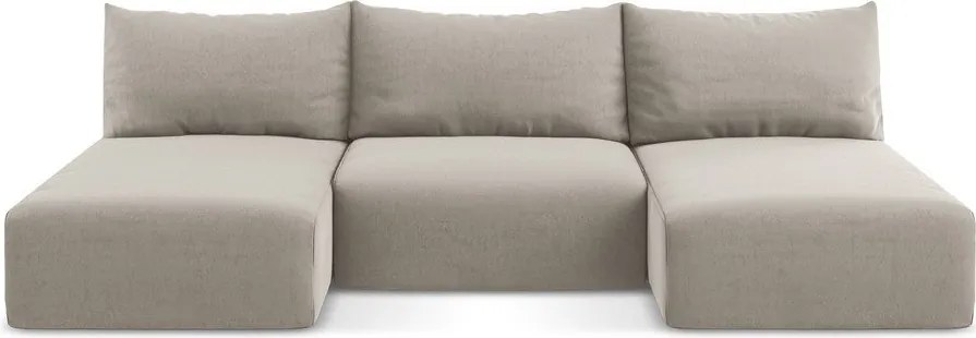 Szürkésbarna bársony kinyitható-tárolóhelyes sarokkanapé (U alakú) Kalena – Makamii