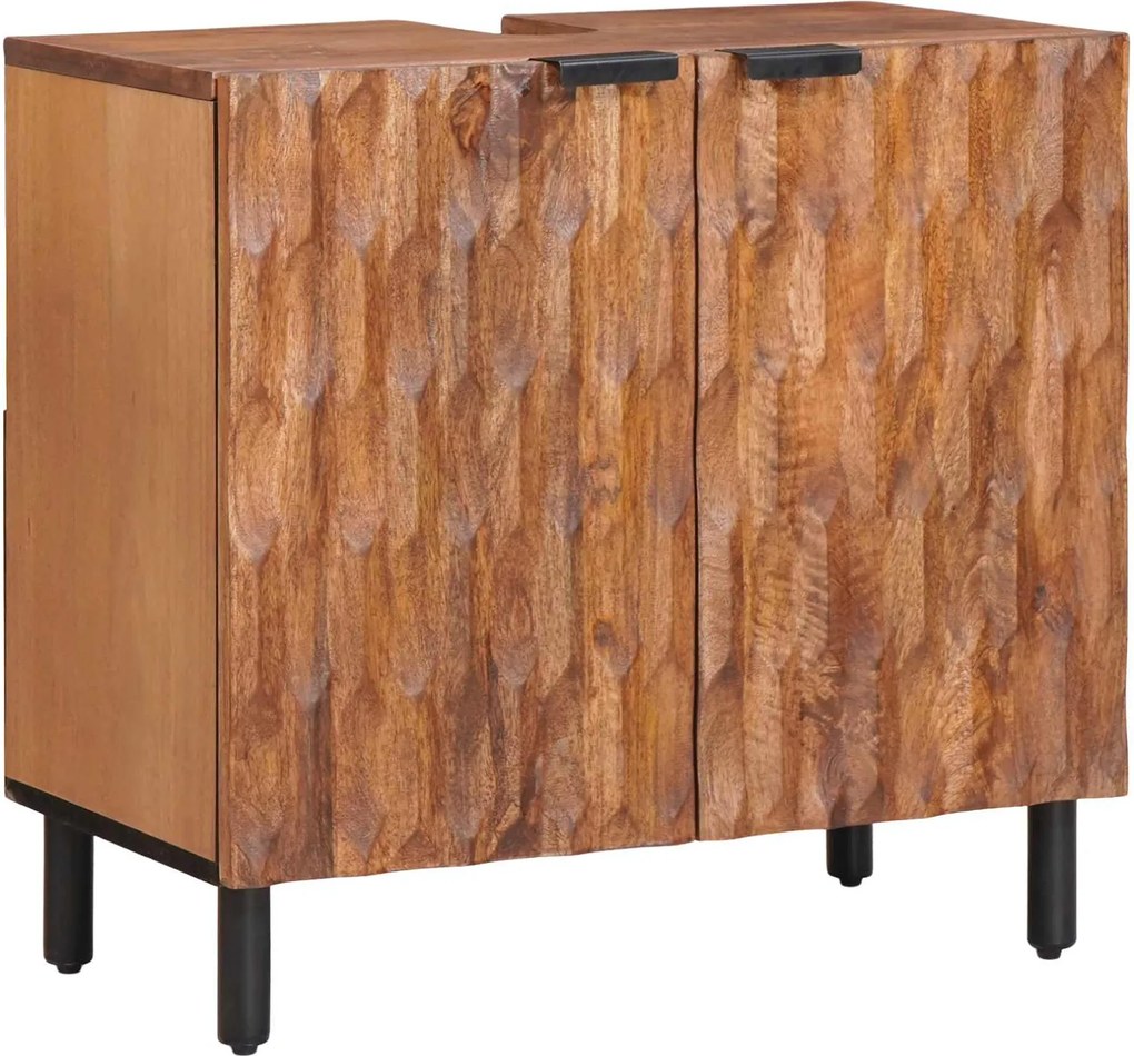 vidaXL Fürdőszobai mosdószekrény Barna 62 x 33 x 58 cm Tömör Mangófát
