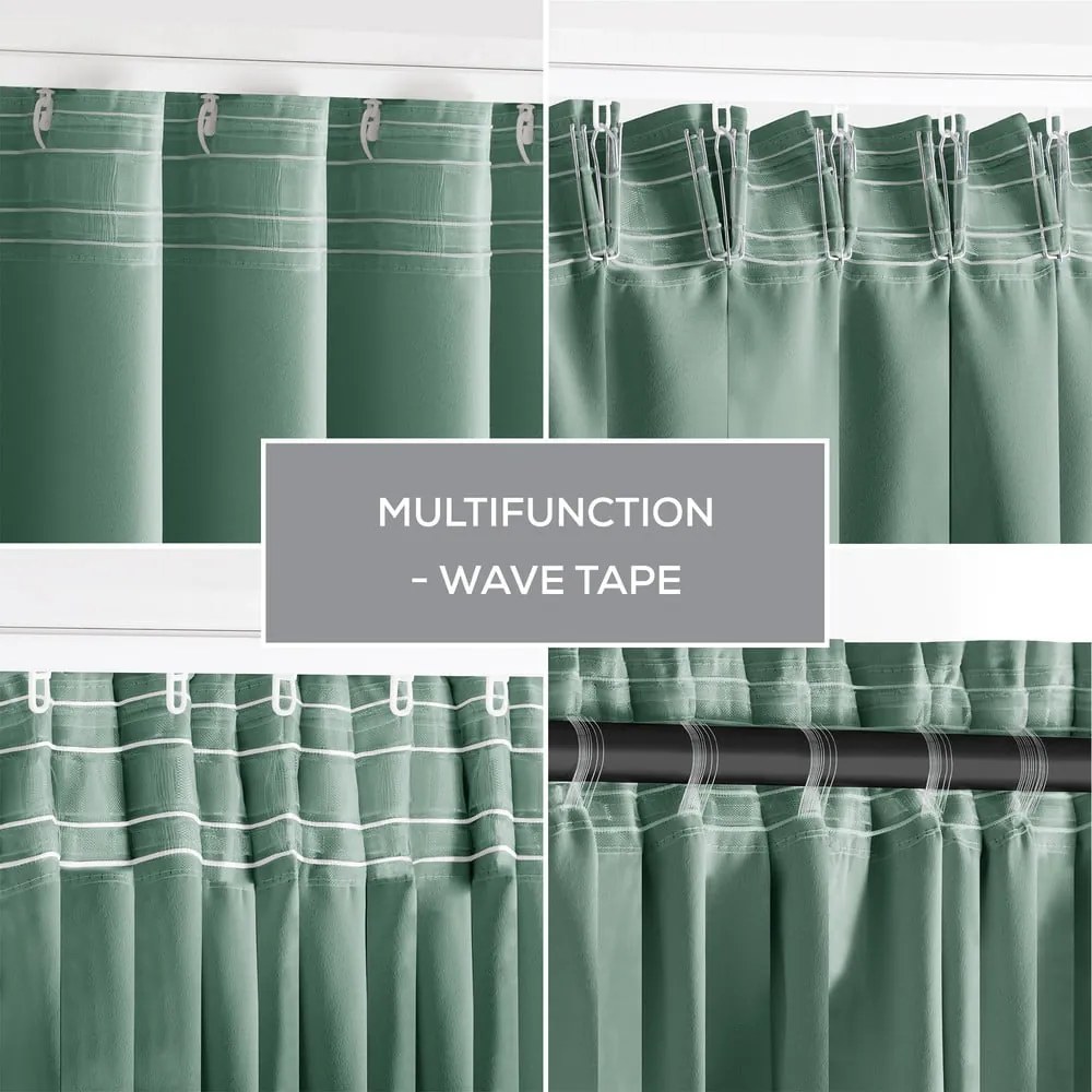 Világoszöld sötétítő termo függöny 140x270 cm Pleat – Restilo