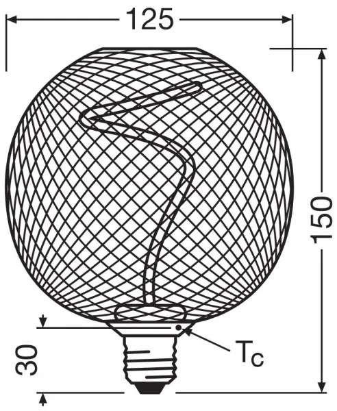 LED Dimmelhető izzó DECOR FILAMENT G125 E27/3,5W/230V 1800K fekete - Osram