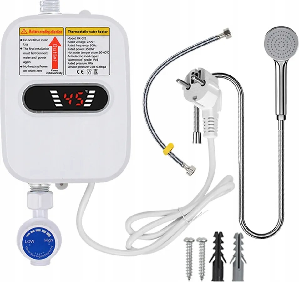 3000W-os instant elektromos vízmelegítő zuhanyzóval