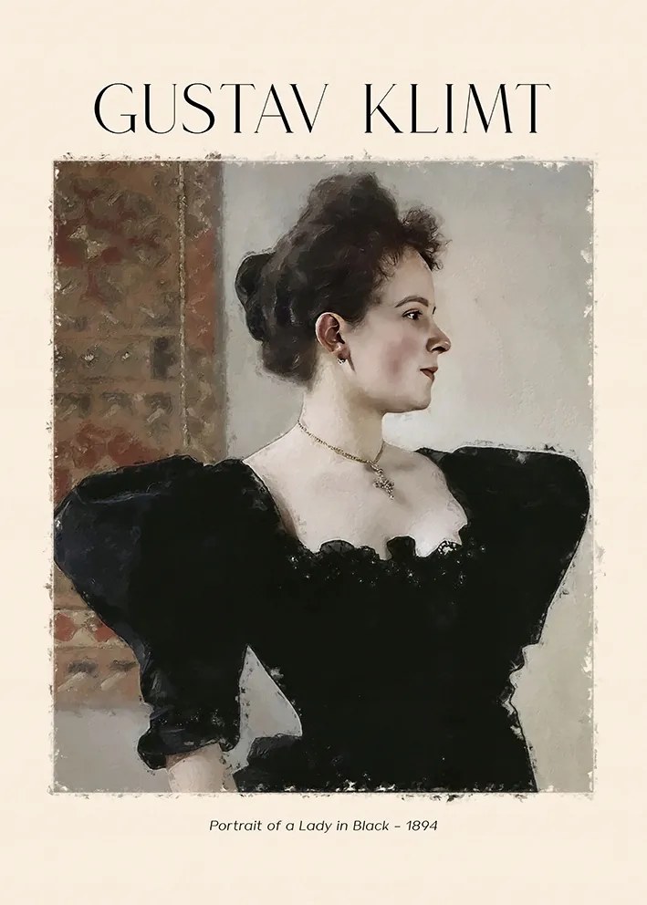 Gustav Klimt Hölgy Fekete Poszter 40x50cm #307