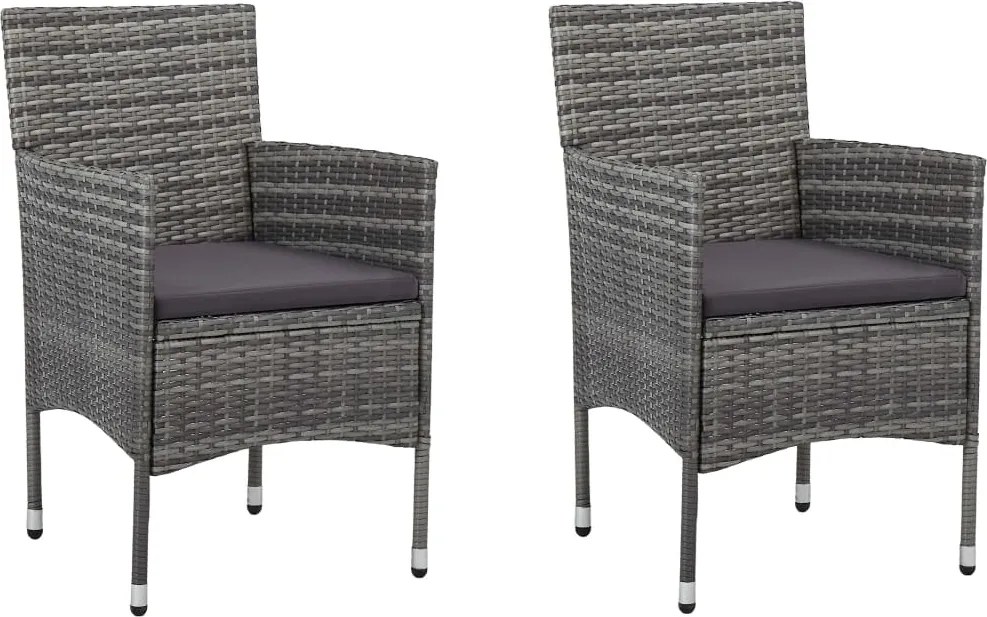 vidaXL 2 db szürke kerti polyrattan étkezőszék