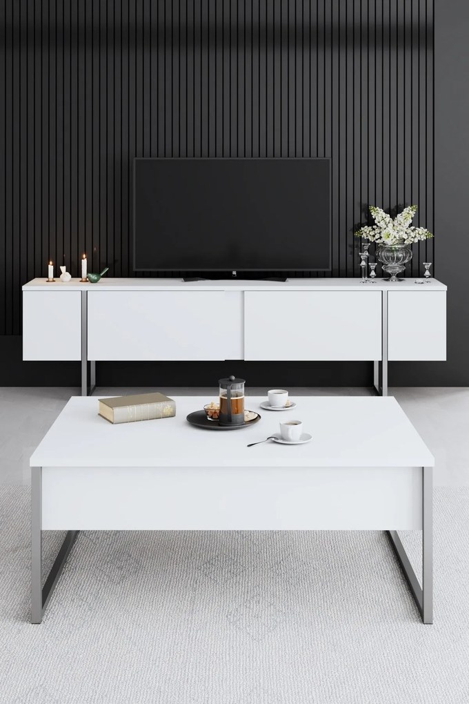 Dohányzóasztal Luxe - White, Silver