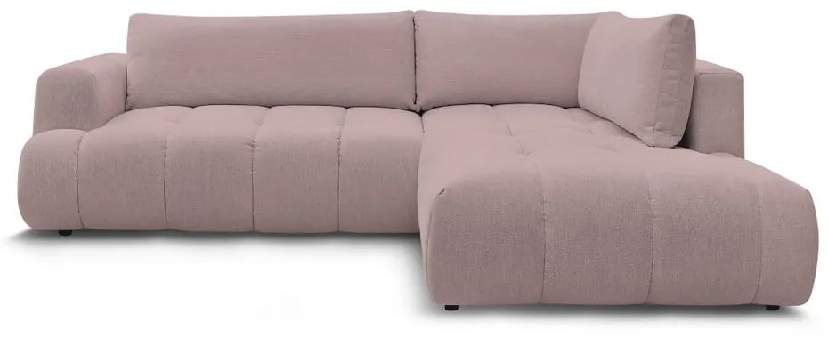 Rózsaszín kinyitható-tárolóhelyes sarokkanapé (jobb oldali-L alakú) Fuji – Bobochic Paris